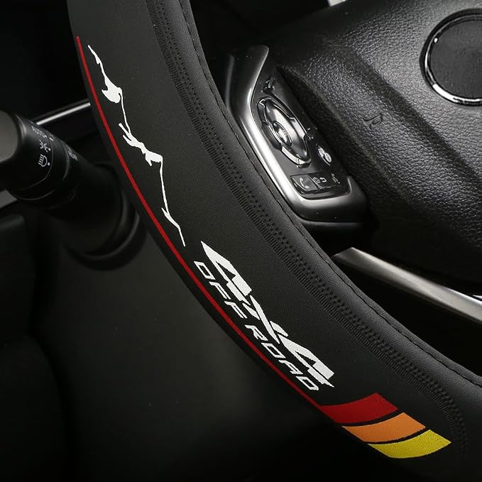 Premium Leather Steering Wheel Cover Compatible with Toyota Tacoma 4Runner Tundra Highlander Sequoia,Non-Slip, Breathable 15-16.5 inch -Yellow-1