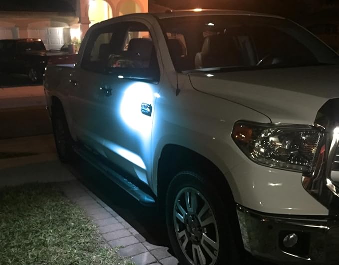 iJDMTOY Aqua Ice Blue 18-SMD Full LED Under Side Mirror Puddle Lights Compatible with Toyota 2007-2021 Tundra Sequoia