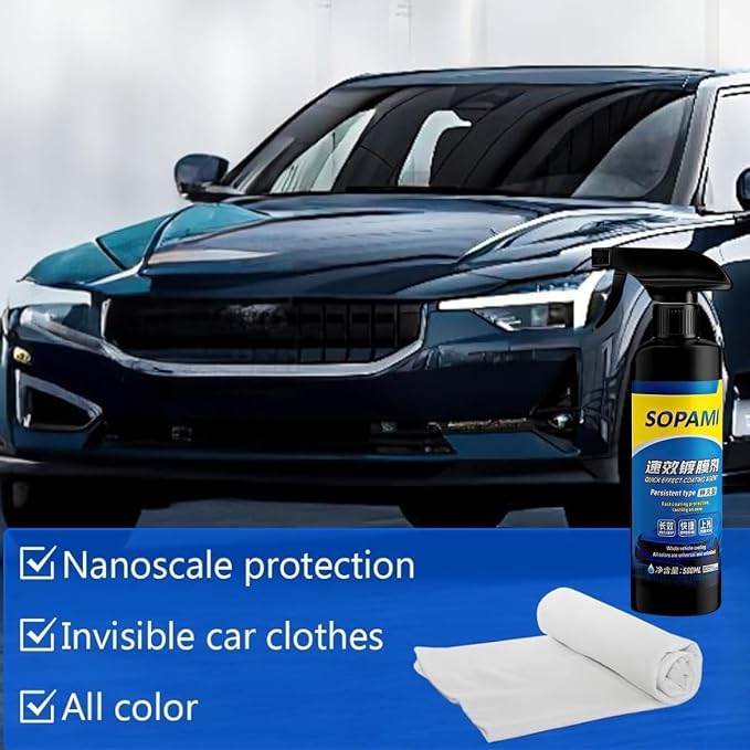 SOPAMI Ceramic Paint Sealant Spray, Ceramic Coating for Cars | 17.5oz High Shine Car Wax Spray, 6 months of protection, Waterless Car Wash, Long-lasting Hydrophobic, High Gloss Shine