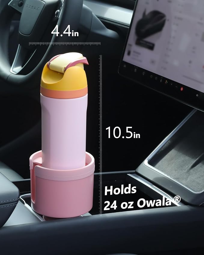 Seven Sparta 2 Pack Car Cup Holder Expander with Offset Adjustable Base, Compatible with Hydro Flasks 32/40 Ounce, Compatible with Yeti Ramblers 20/26/30 Ounce, Other Bottles in 3.4"-3.8" (Pink)