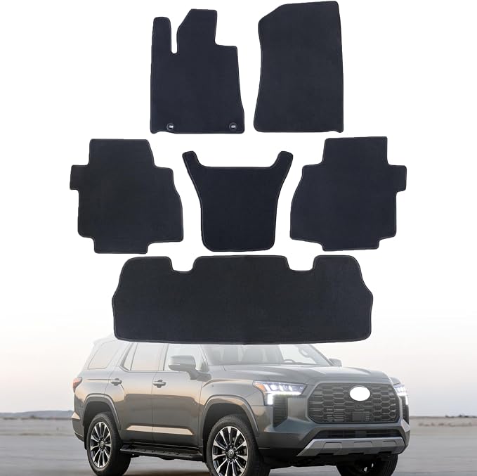 GXARTS Car Floor Mats Carpet Full Set All-Weather Protect Fit for Toyota Sequoia 2008 2009 2010 2011 2012 2013 2014 2015 2016 2017 2018 2019 2020 2021 2022 | Waterproof Car Mats with Anti-Slip Back