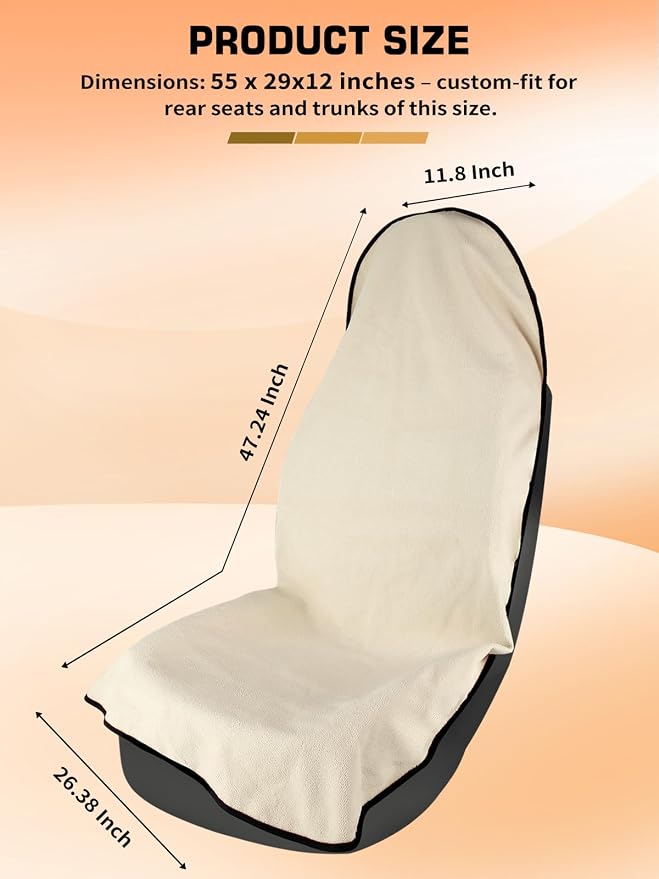 Towel Car Seat Covers for Sweat Protection, GRS Certified Recycled Microfiber Absorbent Front Seat Protector, Non-Slip Washable Universal Fit for Sedans SUV Minivans(2 Pack,Beige)