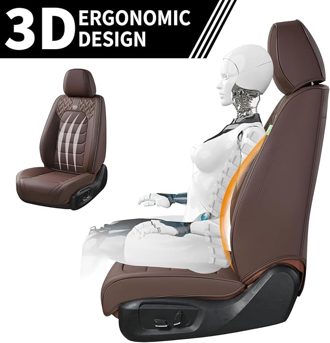 FLORICH Seat Covers Full Set, Leather Seat Cover, Front and Rear Seat Covers 5 Seats, Waterproof Car Seat Cushion Protector Accessories for Sedan SUV Pick-up Truck(Coffee, Full Set)