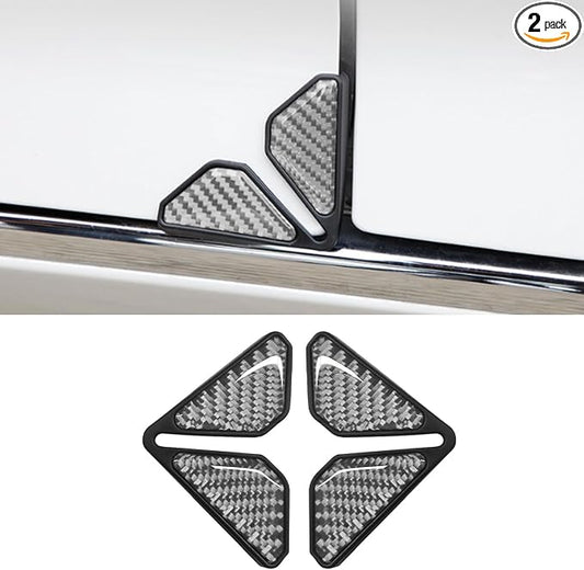 2PCS Car Door Protector Edge Guards for Door Corner, Carbon Fiber Anti-Collision Front Doors Corner Protector Self-Adhesive Sticker, Universal Vehicle Decoration Accessories (Silver)