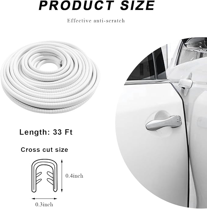 32.8Ft(10M) Car Door Edge Guards, U-Shaped No Glue Automotive Edge Trim Seal Protector Molding, Universal Vehicle Door Entry Guard Protective Strip, Exterior Car Accessories