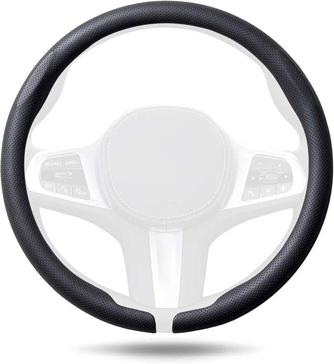 Aimato Car Steering Wheel Cover, Ultra-Thin Car Steering Wheel Cover,Comfortable & Breathable Microfiber,Universal Fit for Most Cars, Nappa Black