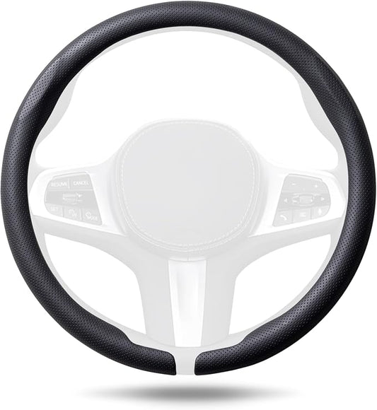 Aimato Car Steering Wheel Cover, Ultra-Thin Car Steering Wheel Cover,Comfortable & Breathable Microfiber,Universal Fit for Most Cars, Nappa Black