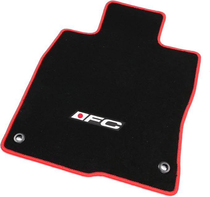 Fit 2016-2021 Honda Civic Black with Red Edge and FC Logo Floor Mat | IKON MOTORSPORTS, OEM Fitment Style, All Weather Waterproof Anti-Slip Floor Liners