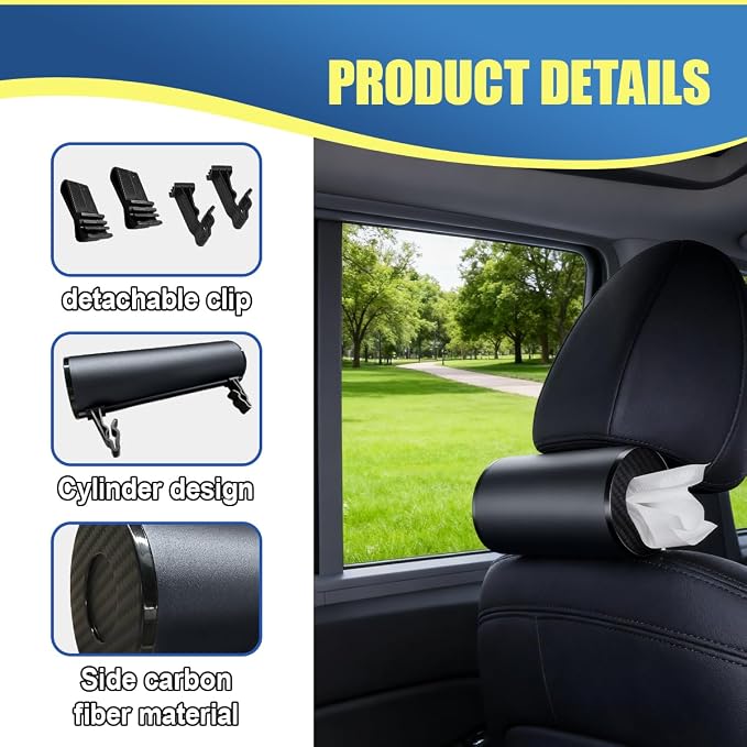 Car Tissue Holder, Cylinder Tissue Box, Refillable Travel Tissues Container, Portable Vehicle Tissue Case for Car Sun Visor, Backseat, Cup Holder, Universal for Cars Office Home (Gray)