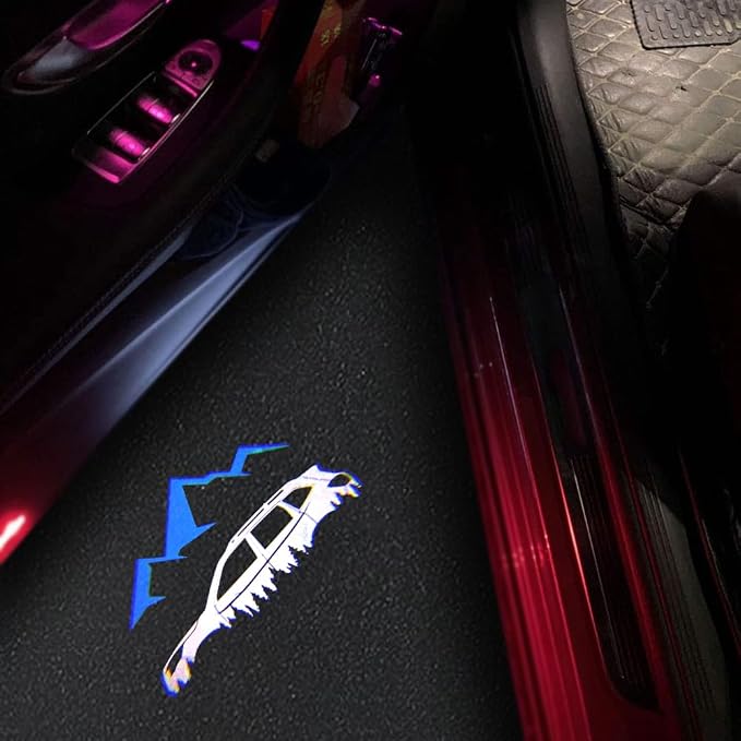 2 pcs Non-Fading LED Car Door Logo Lights Courtesy Projector Laser Welcome Light Ghost Shadow Forester Accessories Puddle lamp Compatible with Forester Outback Accessories (Blue Mountains-HD)