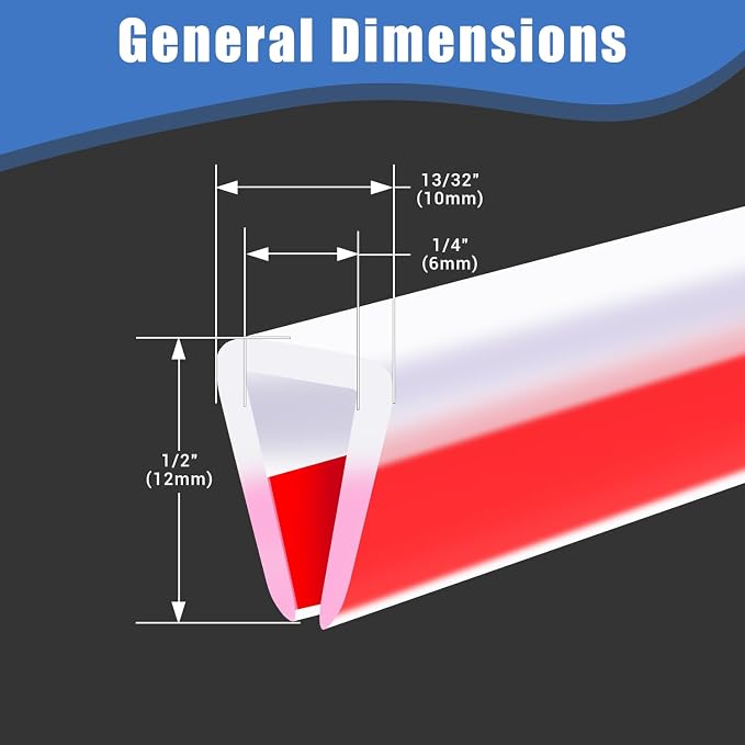 Clear Rubber Edge Trim, Self-Adhesive Silicone Edge Trim, Edge Protector for Sheet Metal, Glasses or Flexi Glasses, Silicone Rubber Material, Transparent Color, Fit 1/4"(6mm), 10Ft