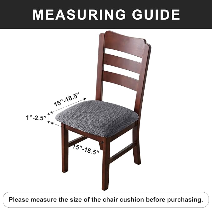 Genina Waterproof Seat Covers for Dining Room Chairs Covers Dining Chair seat Covers Kitchen Chair Covers slipcovers (Dark Gray, 4 Pcs)