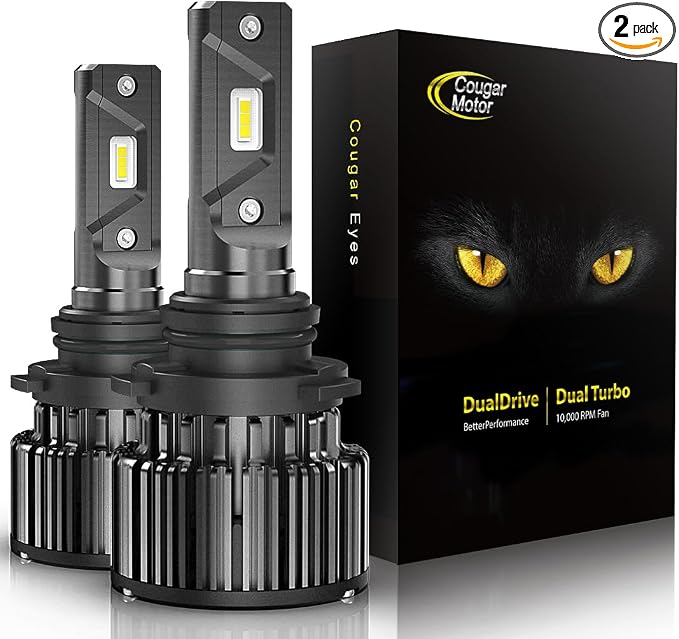 Cougar Motor 9006 Bulbs, HB4 Light Bulb K16 Series 6000K White Driving Light Bulbs IP67 Waterproof 9006 Fog Light or Off-Road - Pack of 2