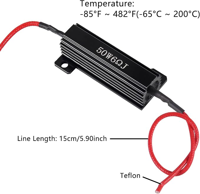 4Pcs 50W 6Ohm Load Resistor Turn Signal Blink LED Fix Fast Flash Error Code Flickering Automotive Replacement Resistors for LED Lights Indicator Controllers Bulb Headlights Tail Light License Plate