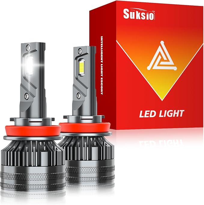 H11/H8/H9/H16 LED Bulbs, 60000LM 800% Brightness, 6000K Pure White, IP68Waterproof, 1:1 Size Plug & Play, Pack of 2