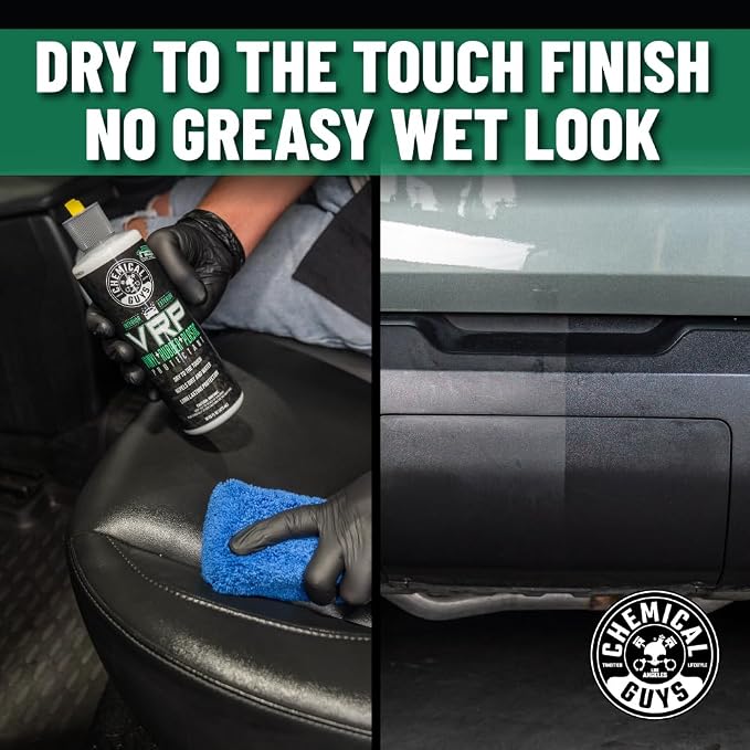 Chemical Guys, VRP Vinyl, Rubber & Plastic Dressing, New Car Scent, 32 oz | With new car smell scent for tires, trim, and dashboards, water-based cream restores deep black without greasy sling