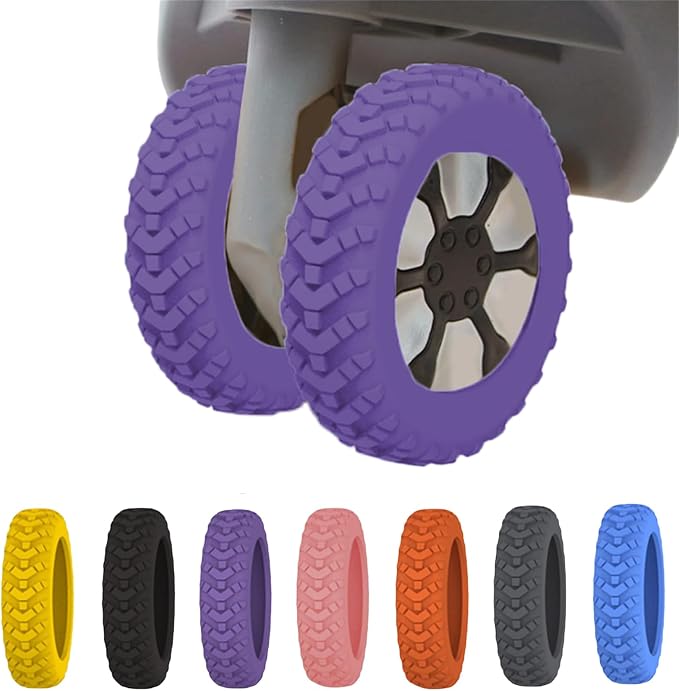 2024 New [Upgrade] Luggage Wheel Covers, 8Pcs Luggage Wheel Protector Covers, Luggage Compartment Wheel Protection Covers, Shock-Proof Anti-Slip Luggage Wheels Silent Protection Cover (8Pcs Purple)