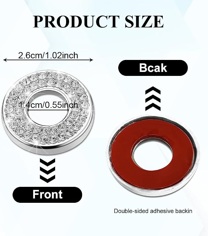 4PCS Bling Car Inner Door Lock Covers, Bling Car Accessories, Crystal Auto Decals for Women Girls, Sparkly Rhinestones Auto Door Bolt Decorations Compatible with B-e-n-z A/B/C/D/E Class