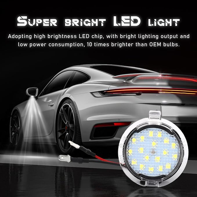 povtii 2 PCS Side Mirror Puddle LED Lights, High Brightness Auto Side Mirror Puddle LED Lamp Assembly Replacement with White Light, Car Accessories
