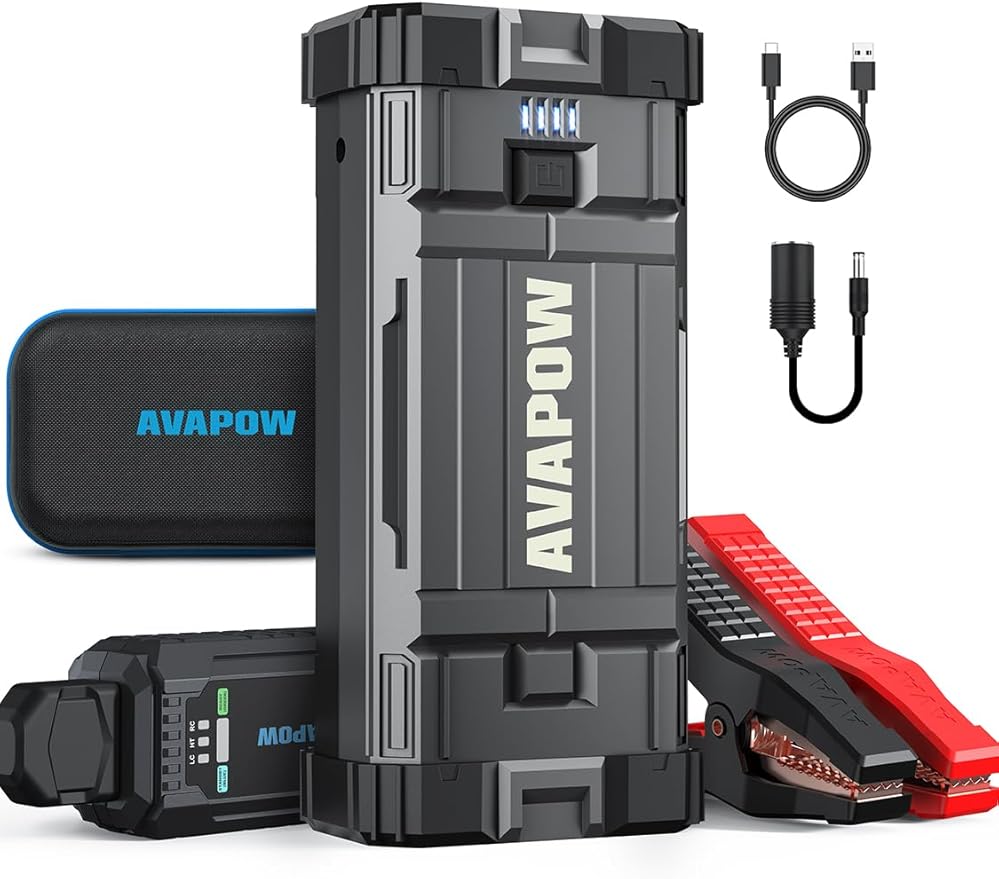 AVAPOW Car Jump Starter, 4000A Peak Battery (for All Gas or Up to 10L Diesel), Portable Booster Power Pack, 12V Auto Jump Box with LED Light, USB Quick Charge 3.0