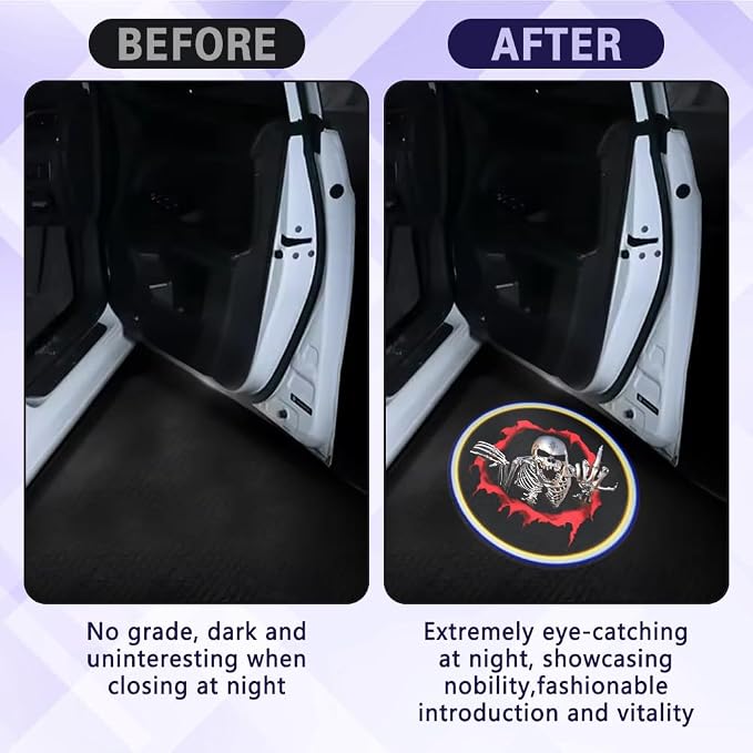 Zufoty 2PCS Car Door Light Projector, Wireless LED Car Door Paste Welcome Courtesy Light, LED Courtesy Ghost Shadow Welcome Lamp, Universal Car Accessories Fits Most Car SUV Truck