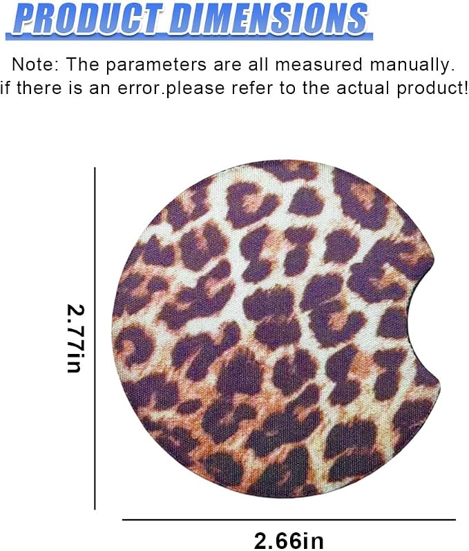 2PCS Leopard Print Car Cup Holder Coasters, 2.77'' Non-Slip & Shockproof Automotive Interior Drink Cup Mat, Universal Vehicle Insert Coaster Decoration Accessories for Women Girl (No.4)