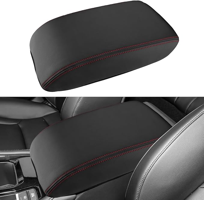 INTGET for 2026 Honda Accord Accessories Center Console Cover for Honda Accord 2023 2024 2025 Leather Car Armrest Arm Rest Box Lid Middle Console Seat Cover Protector(Red Stitches,2023+)