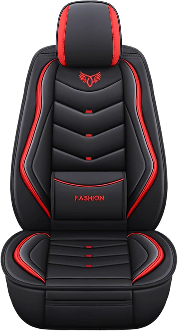 Leather Car Seat Covers,Full Coverage Seat Covers Full Set with Fixed Lumbar Support,Universal Automotive Seat Covers for Cars,SUVs,Trucks and Sedans