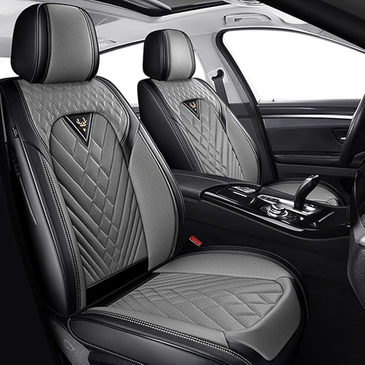 Fit for Toyota Crown Seat Covers 2023-2026,Premium Leather, 360° Full Protection, Thick Padding & Memory Foam, Waterproof & Stain-Resistant Car Seat Cover Front Set (2 Seat,Black&Gray)