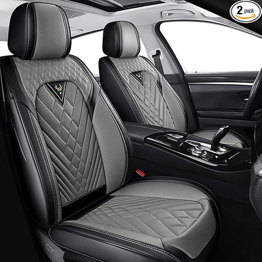 Fit for Toyota Avalon Seat Covers 2001-2026,Premium Leather, 360° Full Protection, Thick Padding & Memory Foam, Waterproof & Stain-Resistant Car Seat Cover Front Set (2 Seat,Black&Gray)