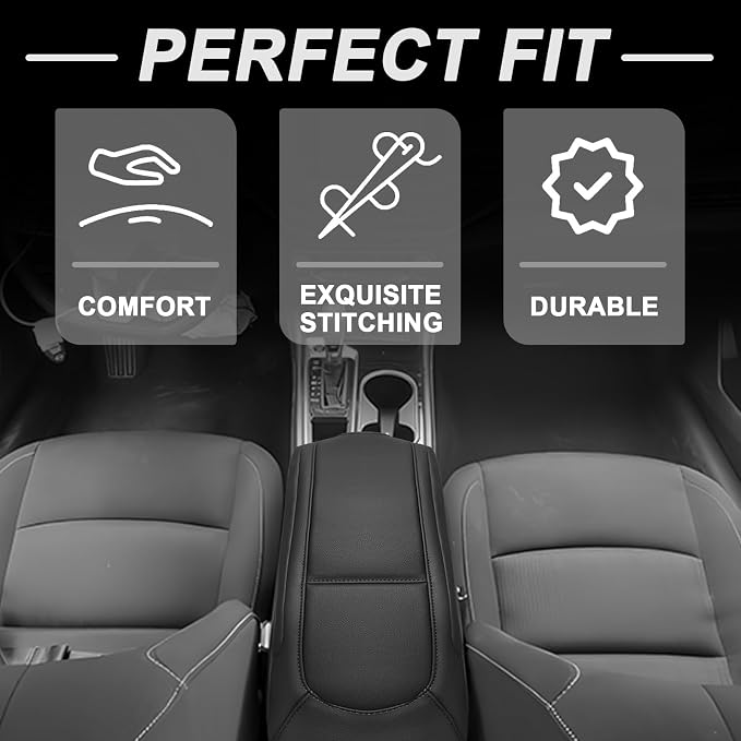 Muslogy Center Console Armrest Cover Fit for Nissan 2019-2025 Altima Accessories, Comfort Armrest Pad Console Lid Cushion Vegan Leather Regular Thick