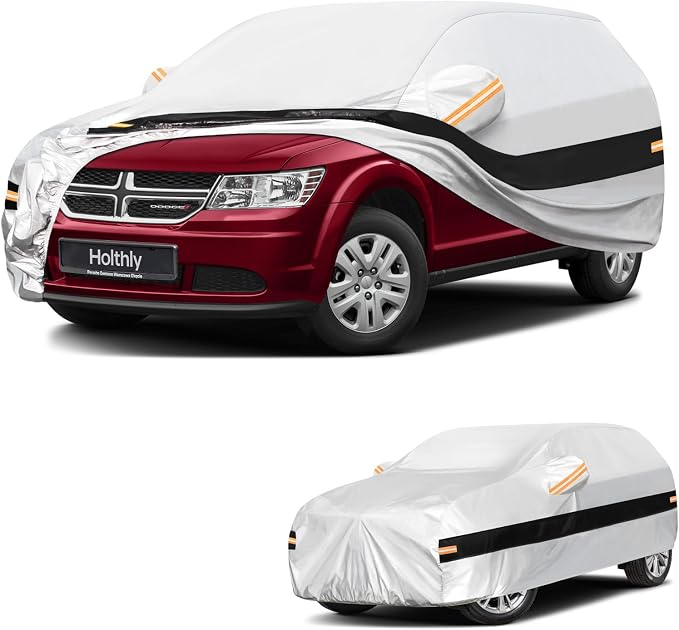 10 Layers SUV Car Cover Custom Fit for Dodge Journey (2008-2020), Waterproof All Weather for Automobiles, Outdoor Full Cover Sun Dust Rain Protection with Cotton. Silver