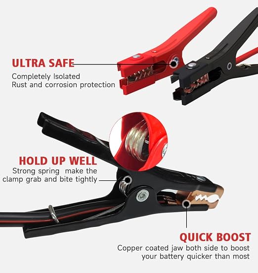2 Gauge 20 Feet UL-Listed Jumper Cables,Booster Cables 800AMP Automotive Heavy Duty Jumper Cables Kit for Car, SUV, and Trucks with Professional Clamps, Carrying Bag Lights and Safety Gloves