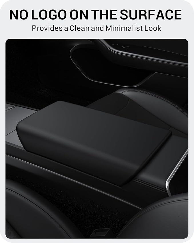 BASENOR Center Console Armrest Cover for 2025 2026 Tesla Model Y Juniper Tesla Model 3 Highland Non-Slip TPU [No Logo] Pet Scratch Resistant Accessories Black (Standard/Premium/Performance)