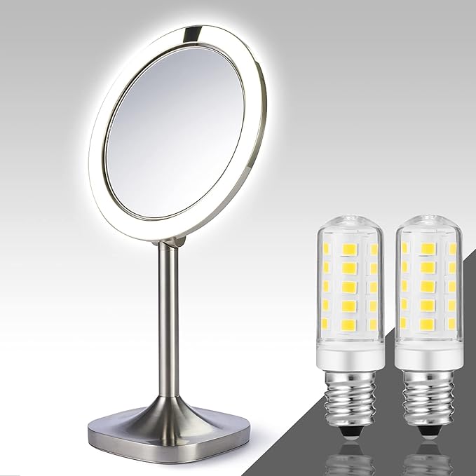 Double-Sided Mirror LED Bulb Dimmable for Conair illuminations Makeup Mirror Double Sided Illuminated Mirror Fits Jerdon Makeup Mirror Replaces, 2PCS (Natural White)