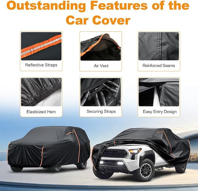 Car Cover Custom Fit for Dodge Grand Caravan 2008-2020, Waterproof PEVA with Cotton Lining, All Weather Sun Rain UV Dust Snow Protection, Minivan Cover with Door Zipper