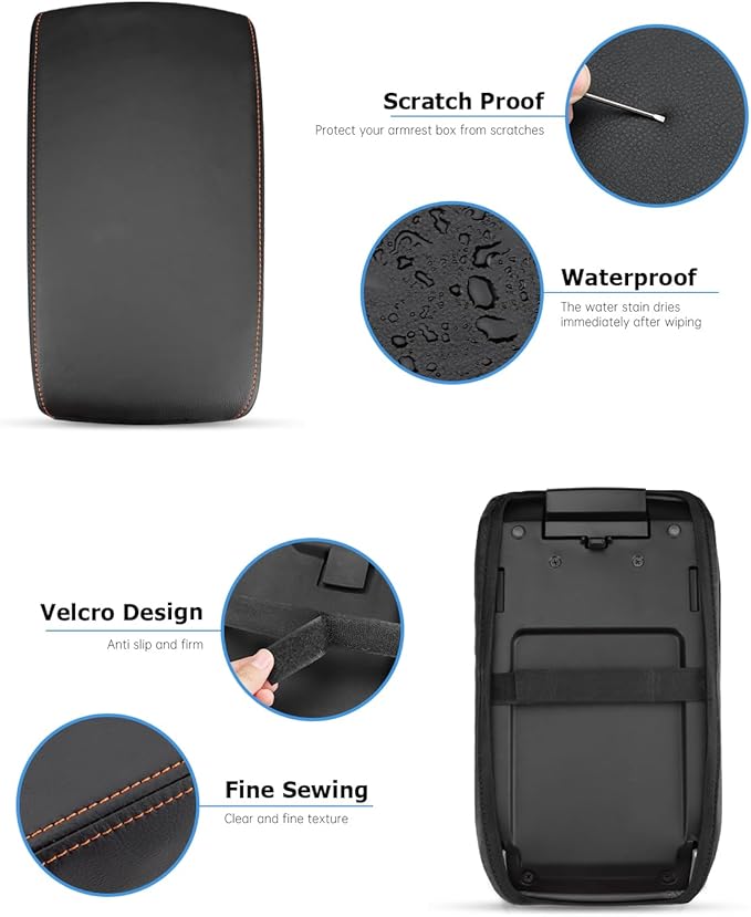 INTGET for 2026 Subaru Crosstrek/Impreza Accessories 2024 2025 Center Console Armrest Cover Leather Car Crosstrek Arm Rest Box Lid Middle Console Seat Cover Protector (Orange Stitches, 2024+)