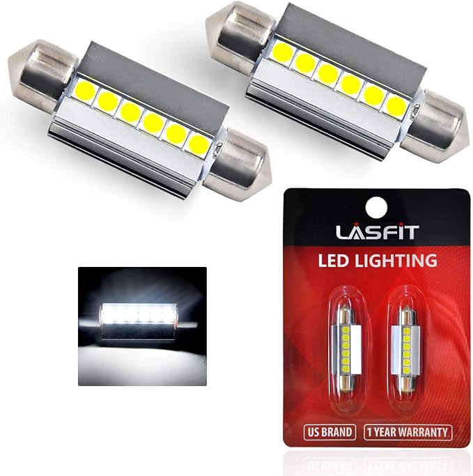 LASFIT 36MM LED Bulb Festoon 6418 6411 DE3423 LED Use for Dome Map Door Interior Door Trunk Glove Box Lights 6000K White Light(2pcs)
