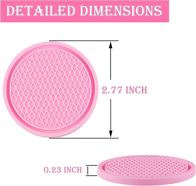 SINGARO Car Cup Coaster, 4PCS Universal Non-Slip Cup Holders Embedded in Ornaments Coaster, Car Interior Accessories, Pink