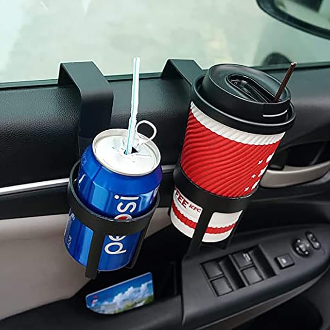 4-Pack Black 2 Large Big Automotive Cup Holders for Car 44oz and 2 Small 12oz Auto Cup Can Drink Water Bottle Custom Accessories Cup Holders for Your Car, Truck and More