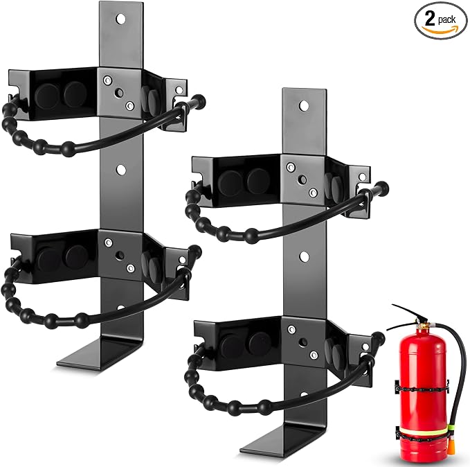 RattanView 2 Pcs Fire Extinguisher Mount Bracket Adjustable, Supports up to 2.5 and 5lb, Heavy-Duty and Easy Installation, Ideal for Home, Truck, RV, Boat, Commercial Use, Secure and Durable Holder