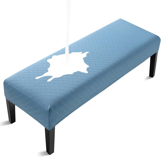 Fuloon Waterproof Dining Bench Cover, Removable Bench Slipcover Washable Bench Seat Protector Cover for Living Room, Bedroom, Kitchen (Lake Blue)