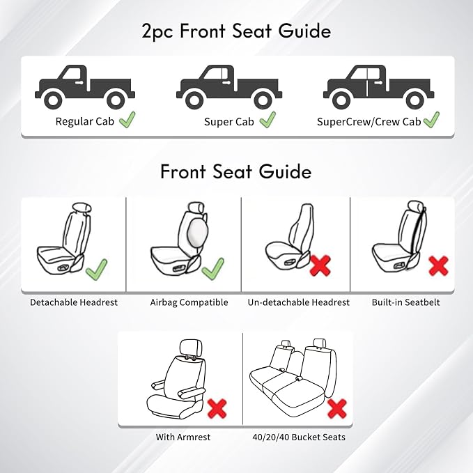 Huidasource Ford F150 F250 Custom Seat Covers, Full-wrap Car Seat Protector Fit for Ford F150 2015-2026&F250 F350 F450 2017-2026 All Cab XL XLT Lariat King Ranch Platinum(Front Pair/Coffee)