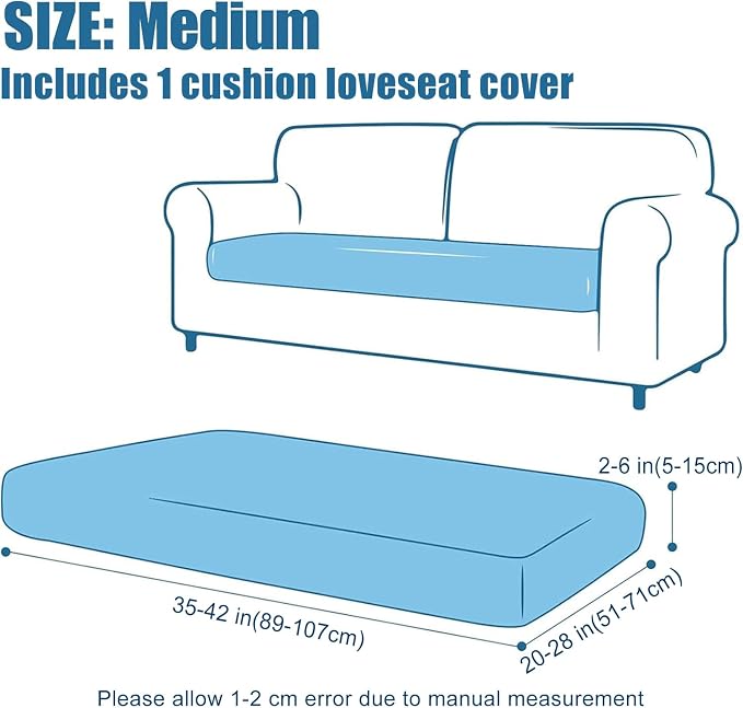 Smiry Waterproof Couch Cushion Covers, Stretch Jacquard Thick Sofa Cushion Covers, Washable Seat Slipcover Elastic Furniture Protector for Pets, Kid (Medium, Grey)