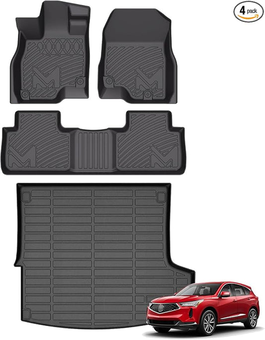 TPE Automotive Floor Mats & Cargo Liner Custom for 2019-2026 Acura RDX, All Weather Cover Protection Waterproof Black Floor Liner Front & Rear Row Full Set Car Mats for 2020 2021 2022 2023 2024, 4PCS