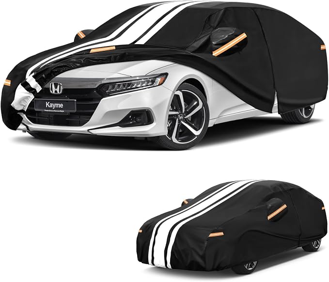Kayme Honda Accord Car Cover Waterproof All Weather for Automobiles, Custom Fit for Accord Sedan/Coupe (1990-2026), Gift with Tape/Towel, Outdoor Full Exterior Cover Rain Snow Sun UV Protection.