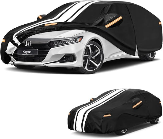 Kayme Honda Accord Car Cover Waterproof All Weather for Automobiles, Custom Fit for Accord Sedan/Coupe (1990-2026), Gift with Tape/Towel, Outdoor Full Exterior Cover Rain Snow Sun UV Protection.