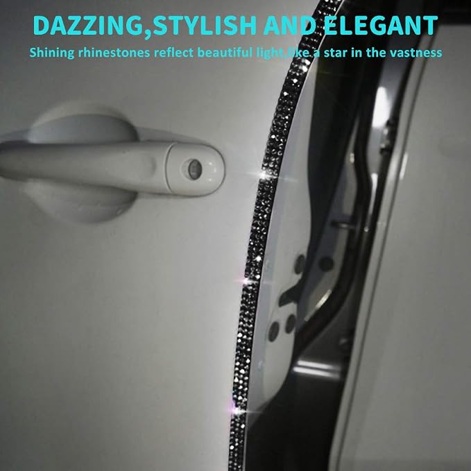 eing Door Edge Anti-Scratch Sticker Door Crash Bumper Crystal Bling Protection Tape Rubber Strip Sticker,Car Door Protector,Car Door Guard,Car Door Protection,90cm/35.4" Each One,4Pack/Set,Black