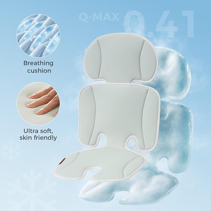 Momcozy Stroller Cooling Pad | Universal Soft Cooler Pad, Breathable & Adjustable Seat Liner | Detachable 2-Piece Cooling Cushion | Fits Strollers, Crib, High Chair, Swing