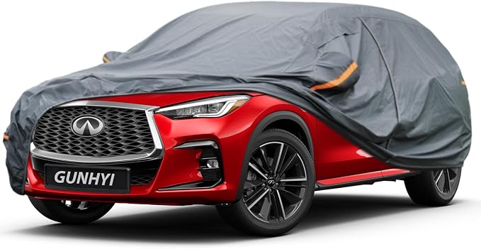 GUNHYI Premium Car Cover Custom Fit Infiniti QX50, 16 Layers Heavy Duty Car Cover Waterproof All Weather with Zipper Door for Sun Rain Snow Dust Uv Protection